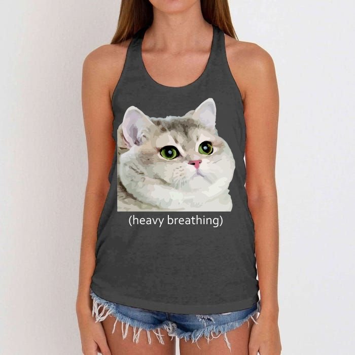 Heavy Breathing Cat Women's Knotted Racerback Tank