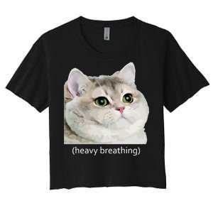 Heavy Breathing Cat Women's Crop Top Tee