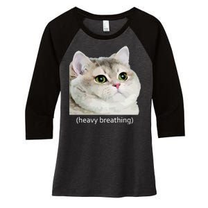 Heavy Breathing Cat Women's Tri-Blend 3/4-Sleeve Raglan Shirt