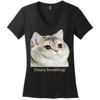 Heavy Breathing Cat Women's V-Neck T-Shirt