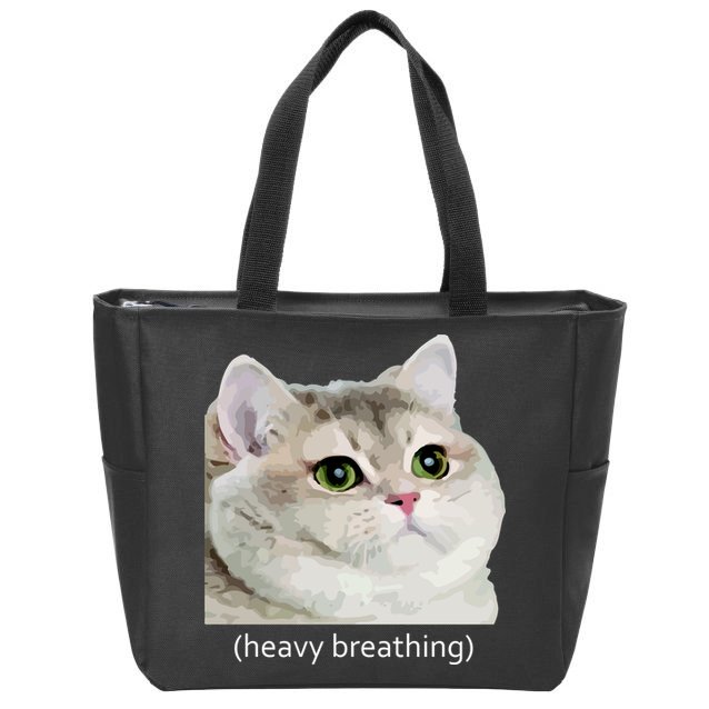 Heavy Breathing Cat Zip Tote Bag
