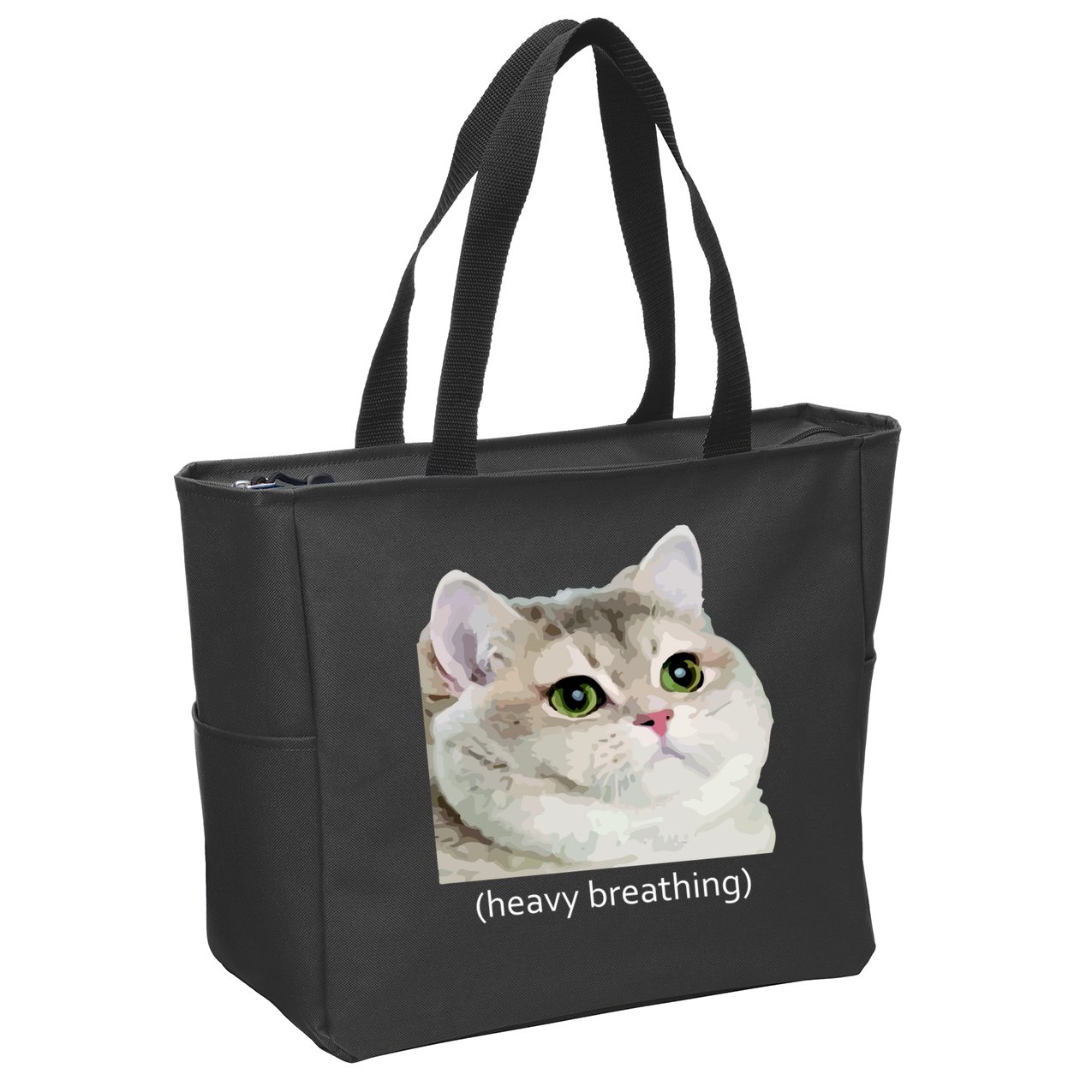 Heavy Breathing Cat Zip Tote Bag