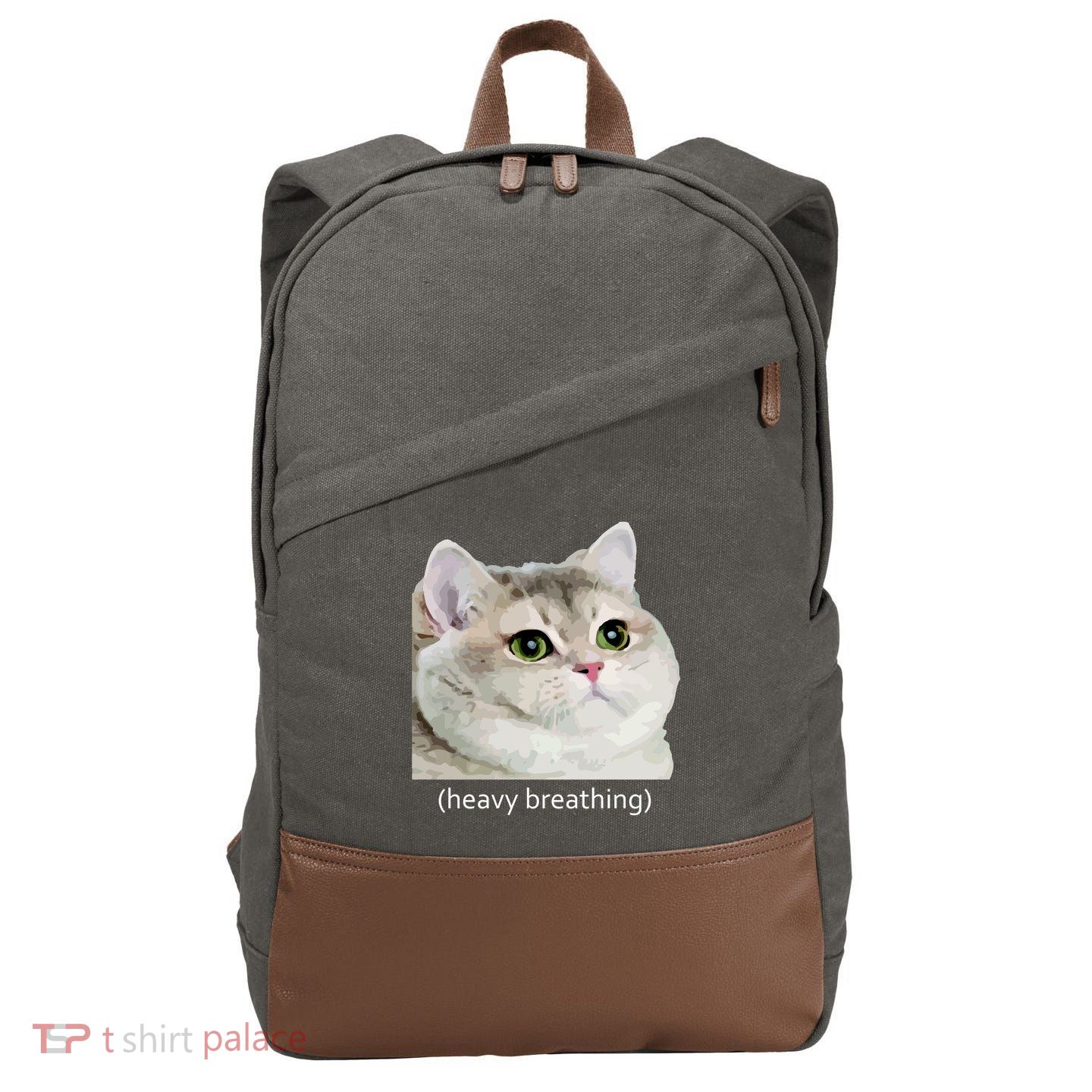 Heavy Breathing Cat Cotton Canvas Backpack