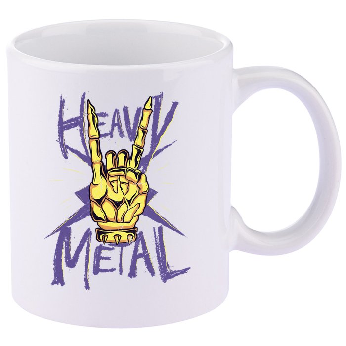 Heavy Metal 11oz C Handle Ceramic Mug