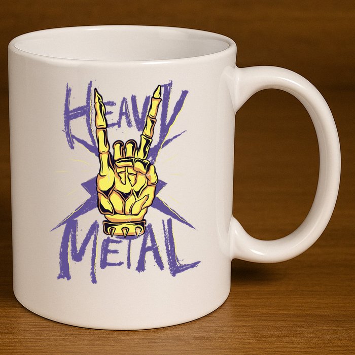 Heavy Metal 11oz C Handle Ceramic Mug