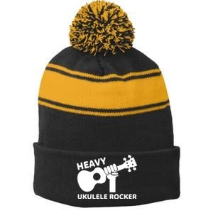 Heavy Ukulele Rocker Musical Instrument Acoustic Guitar Stripe Pom Pom Beanie