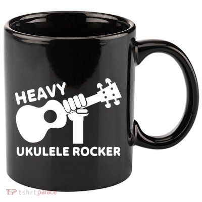 Heavy Ukulele Rocker Musical Instrument Acoustic Guitar 11oz C Handle Ceramic Mug