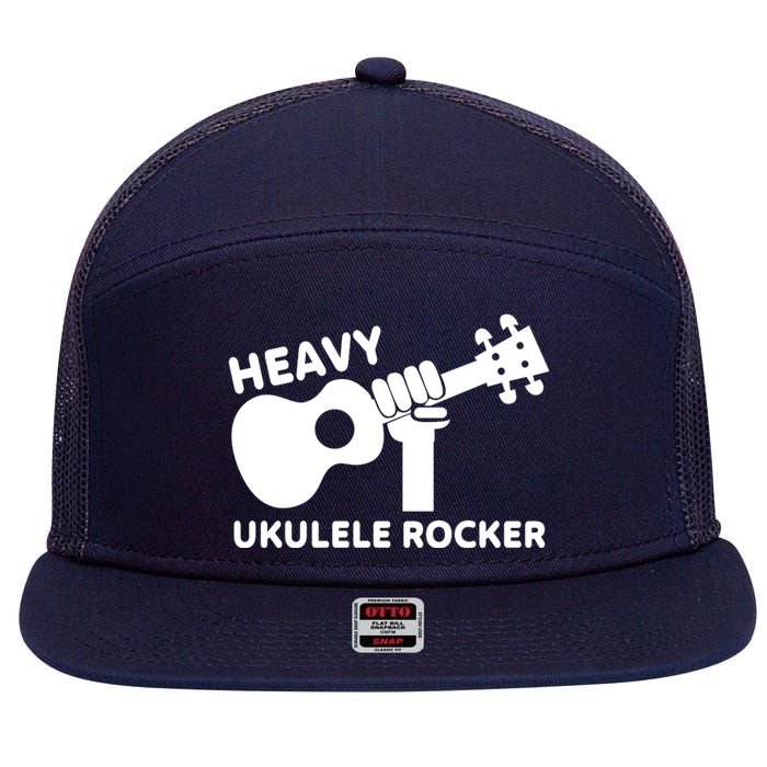 Heavy Ukulele Rocker Musical Instrument Acoustic Guitar 7 Panel Mesh Trucker Snapback Hat