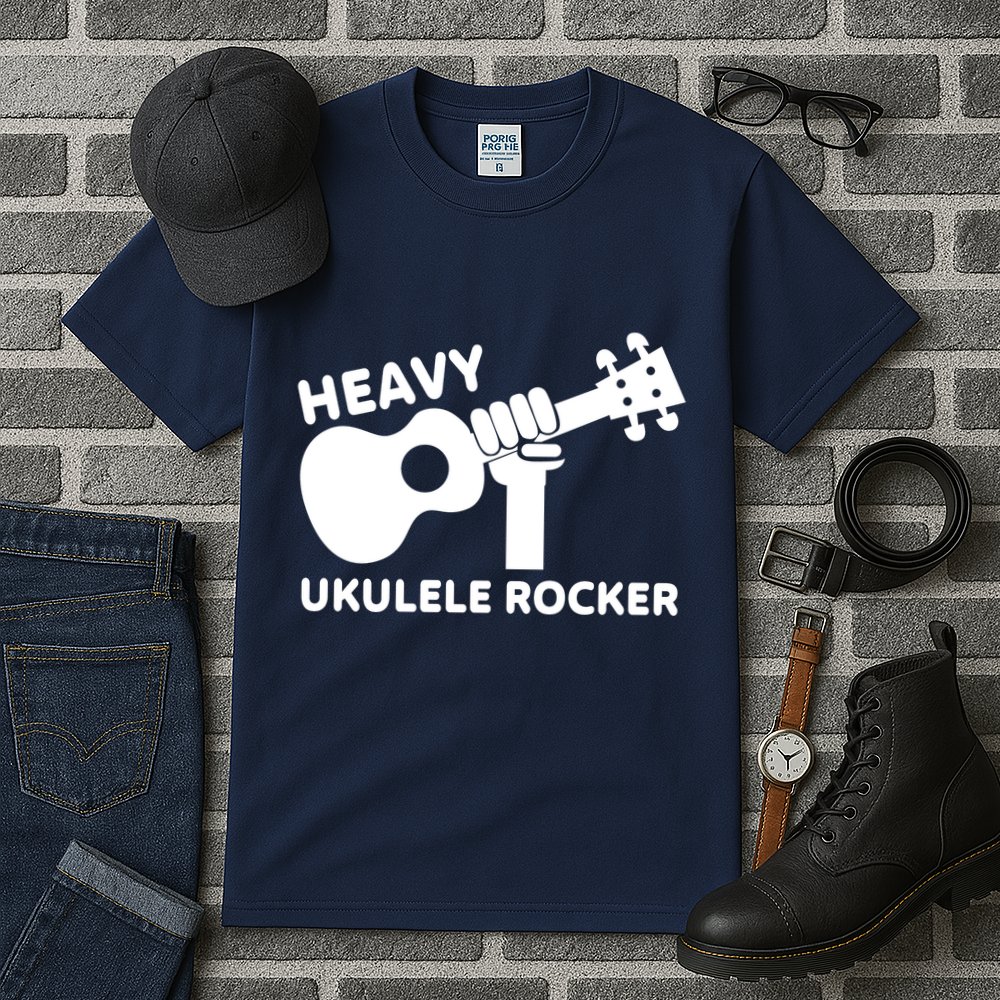 Heavy Ukulele Rocker Musical Instrument Acoustic Guitar Tall T-Shirt