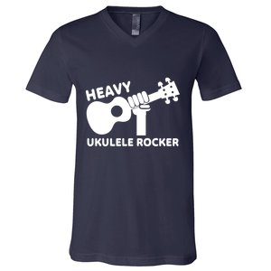 Heavy Ukulele Rocker Musical Instrument Acoustic Guitar V-Neck T-Shirt