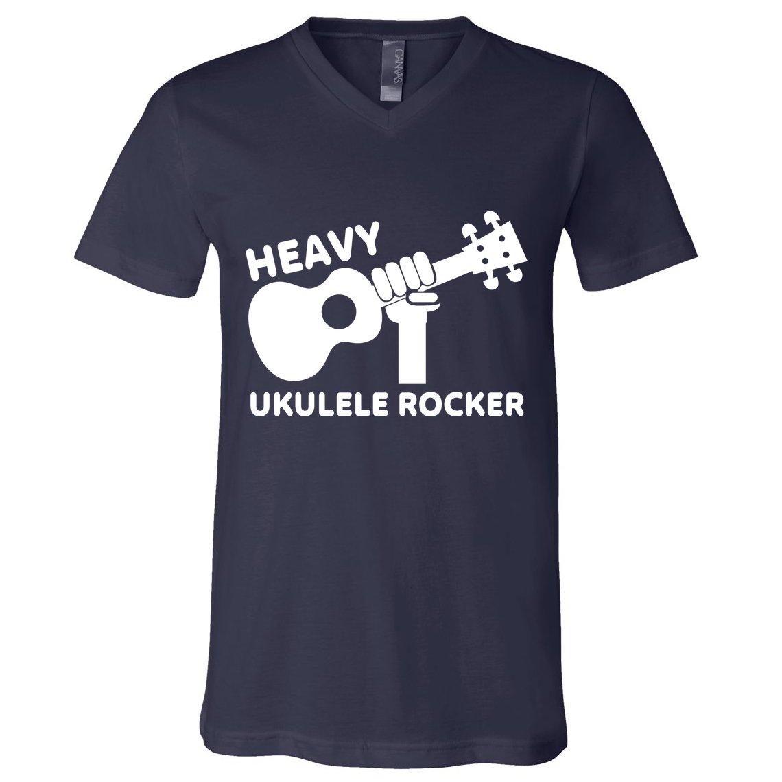 Heavy Ukulele Rocker Musical Instrument Acoustic Guitar V-Neck T-Shirt