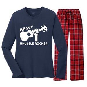 Heavy Ukulele Rocker Musical Instrument Acoustic Guitar Women's Long Sleeve Flannel Pajama Set 