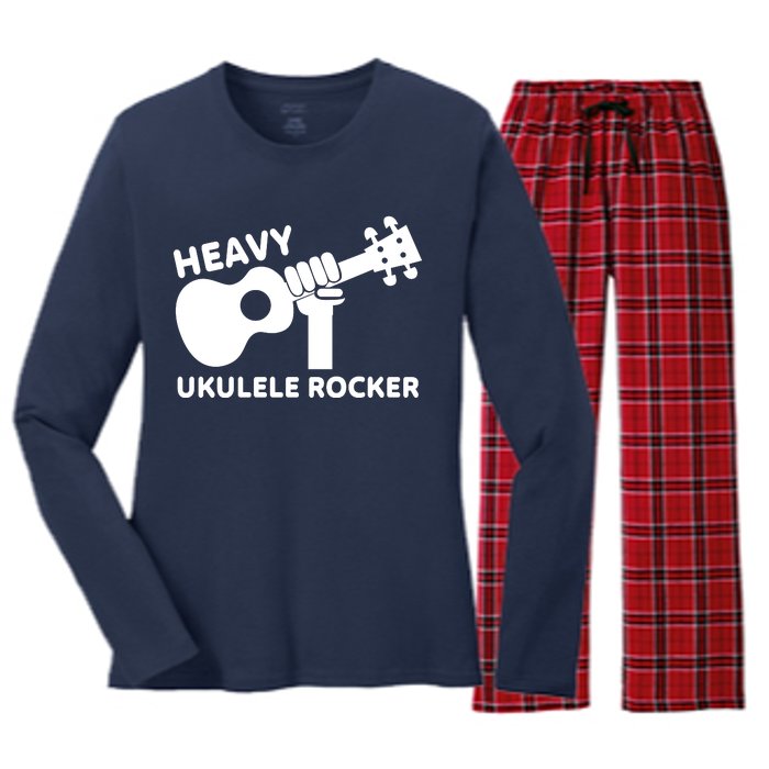 Heavy Ukulele Rocker Musical Instrument Acoustic Guitar Women's Long Sleeve Flannel Pajama Set 