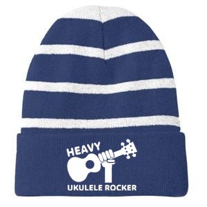 Heavy Ukulele Rocker Musical Instrument Acoustic Guitar Striped Beanie with Solid Band