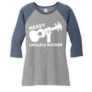 Heavy Ukulele Rocker Musical Instrument Acoustic Guitar Women's Tri-Blend 3/4-Sleeve Raglan Shirt