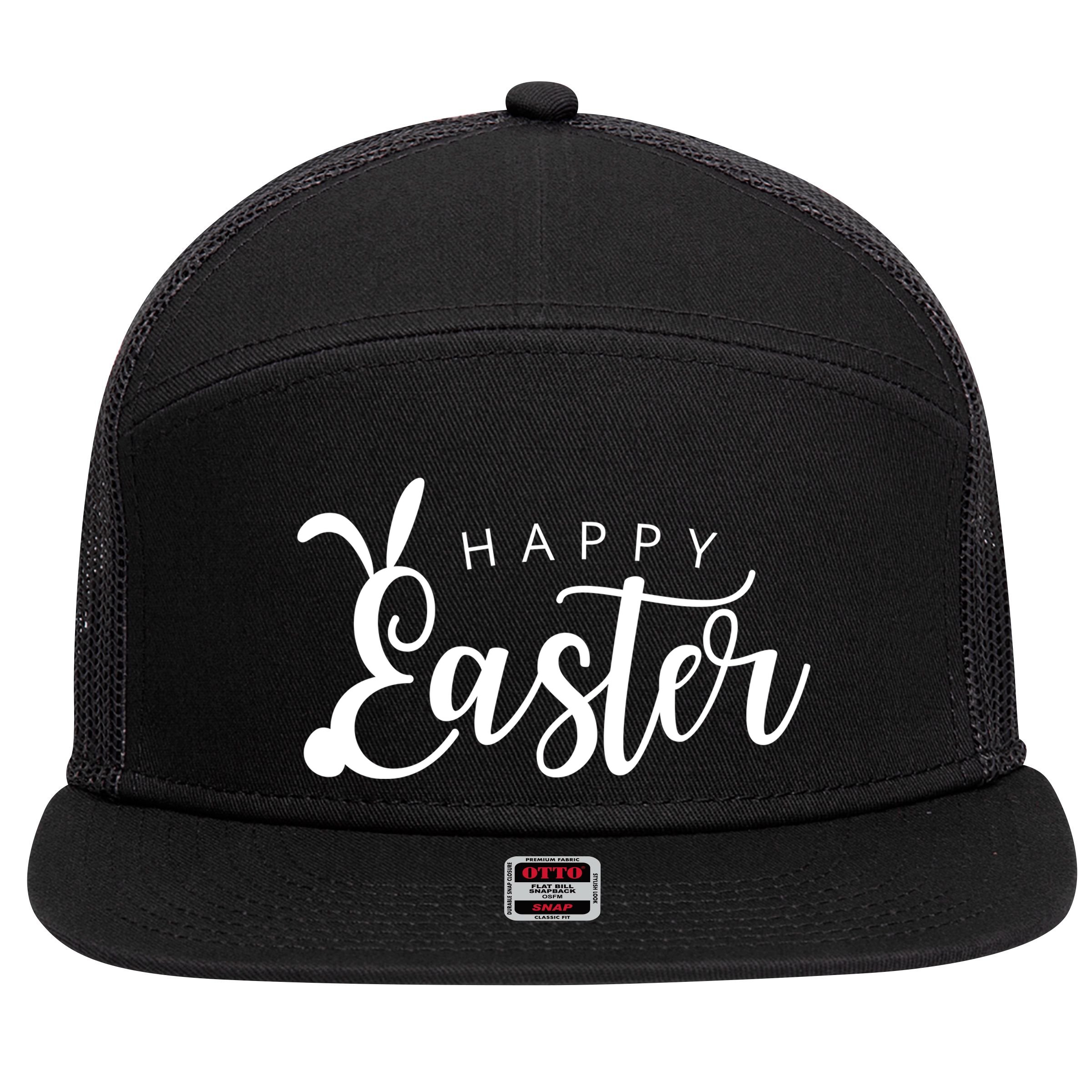 Happy Easter Bunny Holiday 7 Panel Mesh Trucker Snapback Hat