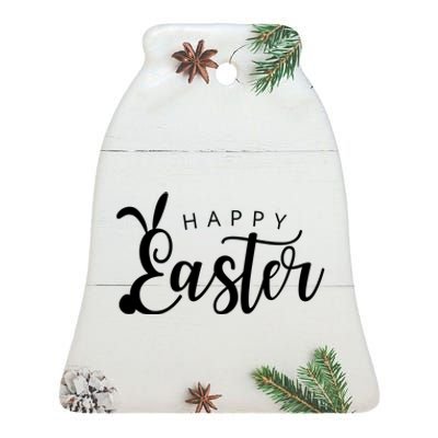 Happy Easter Bunny Holiday Ceramic Bell Ornament