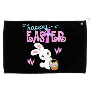 HAPPY EASTER Bunny Rabbit Egg Hunt Basket Christian Cross Grommeted Golf Towel