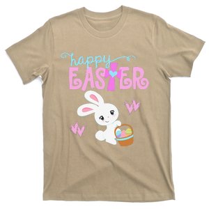 HAPPY EASTER Bunny Rabbit Egg Hunt Basket Christian Cross T-Shirt