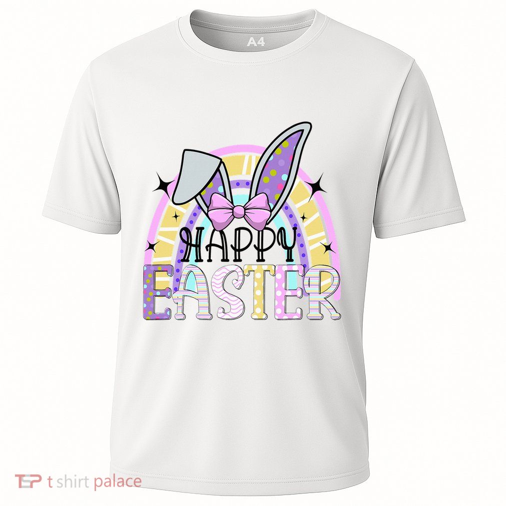 Happy Easter Bunny Rabbit Face Funny Easter Day Rainbow Performance Shirt