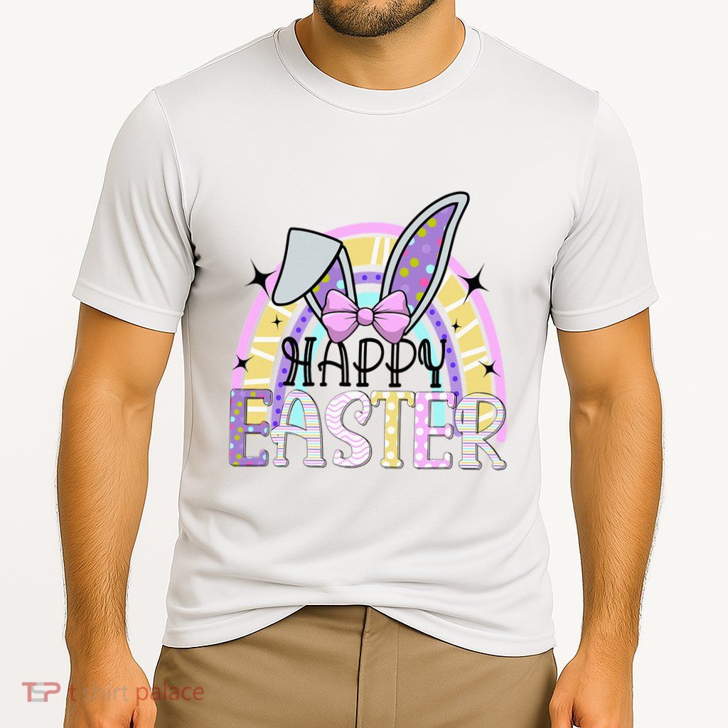 Happy Easter Bunny Rabbit Face Funny Easter Day Rainbow Performance Shirt
