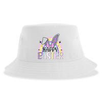 Happy Easter Bunny Rabbit Face Funny Easter Day Rainbow Sustainable Bucket Hat