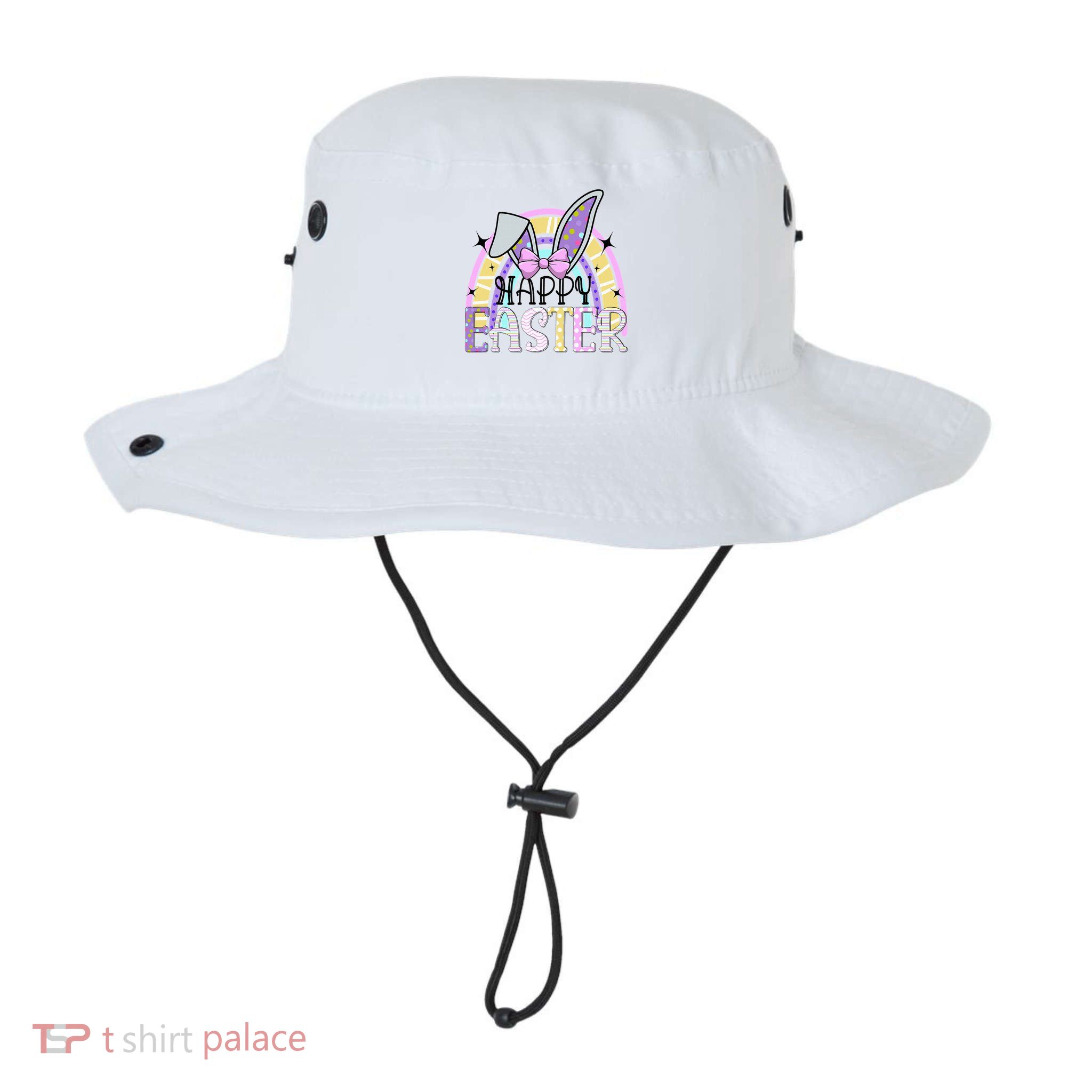Happy Easter Bunny Rabbit Face Funny Easter Day Rainbow Bucket Hat