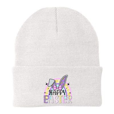 Happy Easter Bunny Rabbit Face Funny Easter Day Rainbow Beanie