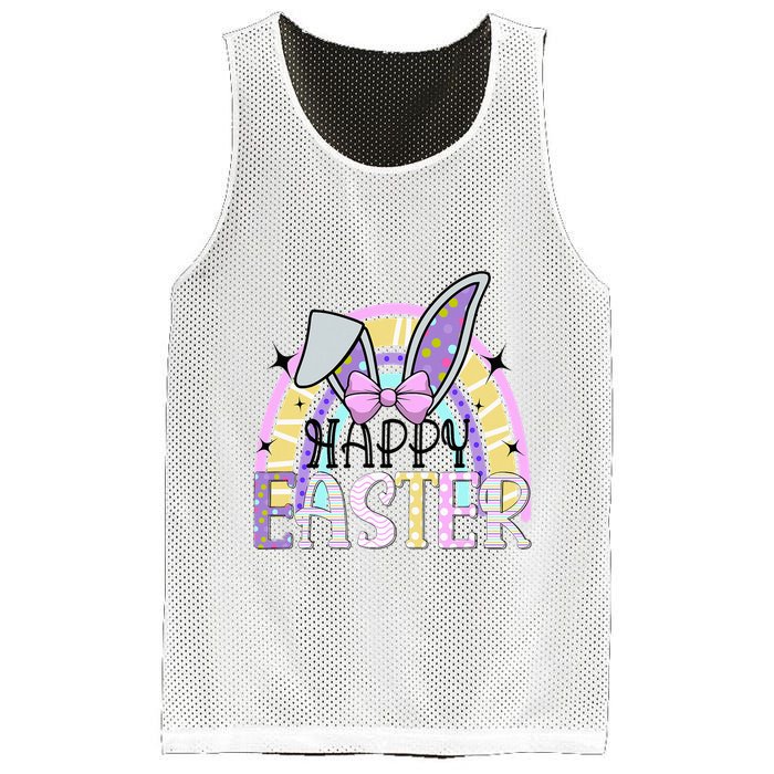 Happy Easter Bunny Rabbit Face Funny Easter Day Rainbow Mesh Reversible Basketball Jersey Tank
