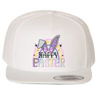 Happy Easter Bunny Rabbit Face Funny Easter Day Rainbow Wool Snapback Cap