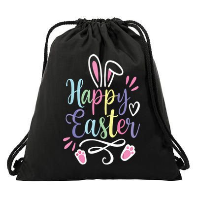 Happy Easter Bunny Rabbit Face Funny Easter Day Drawstring Bag
