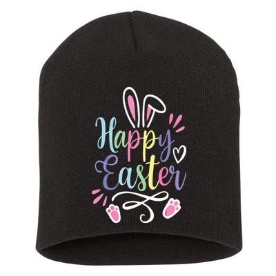 Happy Easter Bunny Rabbit Face Funny Easter Day Short Acrylic Beanie