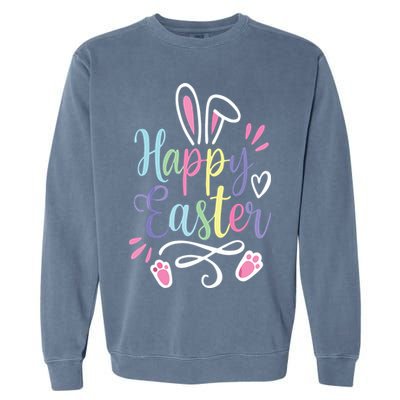 Happy Easter Bunny Rabbit Face Funny Easter Day Garment-Dyed Sweatshirt