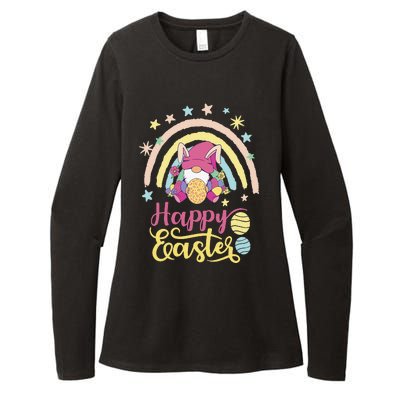 Happy Easter Bunny Spring Gnome Egg Hunting Basket Womens CVC Long Sleeve Shirt