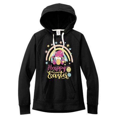 Happy Easter Bunny Spring Gnome Egg Hunting Basket Women's Fleece Hoodie