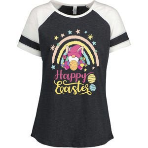 Happy Easter Bunny Spring Gnome Egg Hunting Basket Enza Ladies Jersey Colorblock Tee