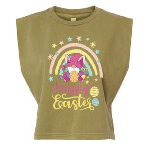 Happy Easter Bunny Spring Gnome Egg Hunting Basket Garment-Dyed Women's Muscle Tee