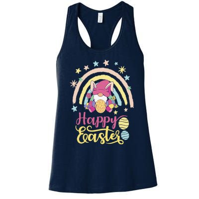 Happy Easter Bunny Spring Gnome Egg Hunting Basket Women's Racerback Tank