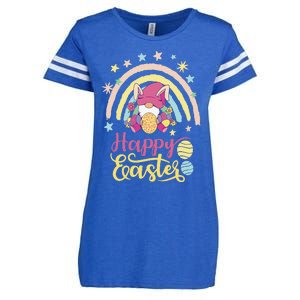 Happy Easter Bunny Spring Gnome Egg Hunting Basket Enza Ladies Jersey Football T-Shirt