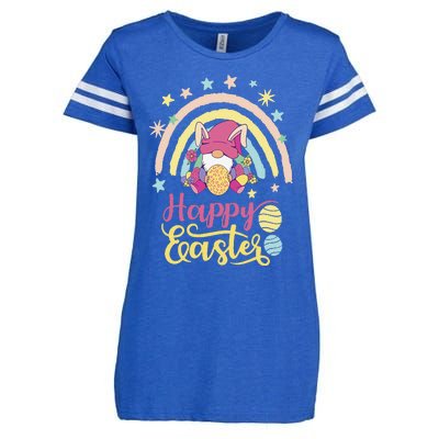 Happy Easter Bunny Spring Gnome Egg Hunting Basket Enza Ladies Jersey Football T-Shirt