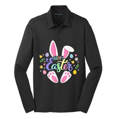 Happy Easter Bunny Easter Egg Hunt Squad Easter Silk Touch Performance Long Sleeve Polo