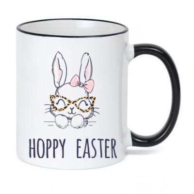 Hoppy Easter Bunny With Cheetah Glasses For The Mom Gift 11oz Black Color Changing Mug