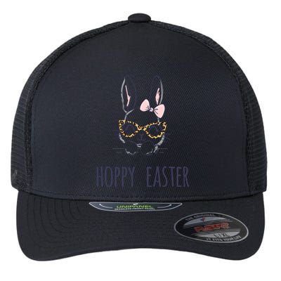 Hoppy Easter Bunny With Cheetah Glasses For The Mom Gift Flexfit Unipanel Trucker Cap