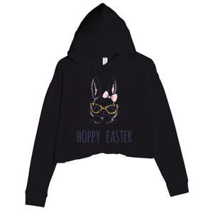 Hoppy Easter Bunny With Cheetah Glasses For The Mom Gift Crop Fleece Hoodie