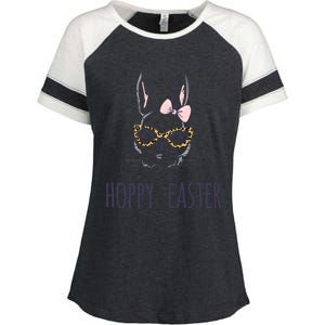 Hoppy Easter Bunny With Cheetah Glasses For The Mom Gift Enza Ladies Jersey Colorblock Tee