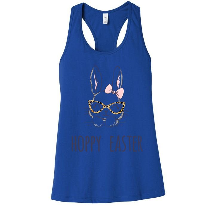 Hoppy Easter Bunny With Cheetah Glasses For The Mom Gift Women's Racerback Tank