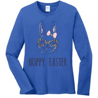 Hoppy Easter Bunny With Cheetah Glasses For The Mom Gift Ladies Long Sleeve Shirt