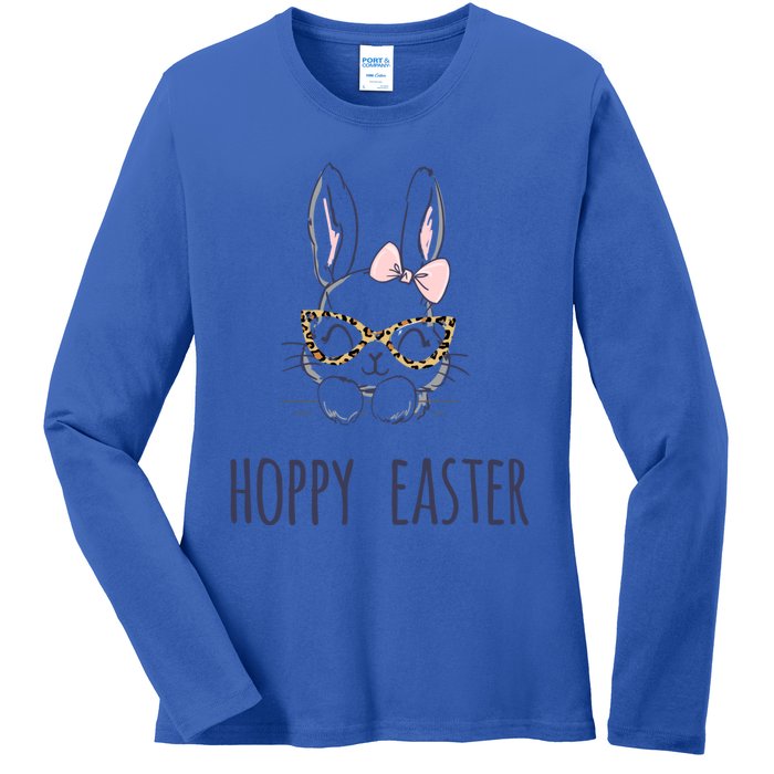 Hoppy Easter Bunny With Cheetah Glasses For The Mom Gift Ladies Long Sleeve Shirt