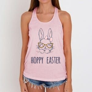 Hoppy Easter Bunny With Cheetah Glasses For The Mom Gift Women's Knotted Racerback Tank