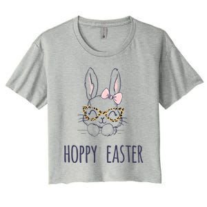 Hoppy Easter Bunny With Cheetah Glasses For The Mom Gift Women's Crop Top Tee